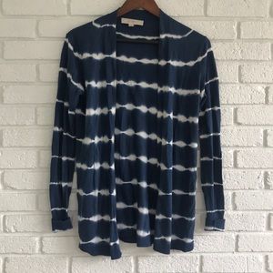 loft blue and white cardigan